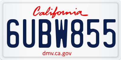 CA license plate 6UBW855