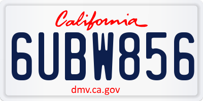CA license plate 6UBW856