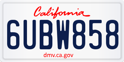 CA license plate 6UBW858