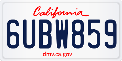 CA license plate 6UBW859