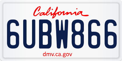 CA license plate 6UBW866