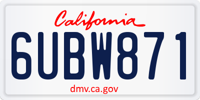 CA license plate 6UBW871