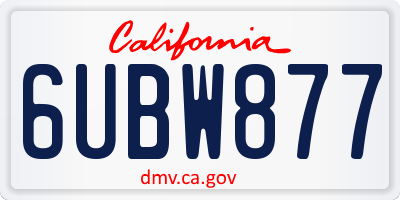 CA license plate 6UBW877