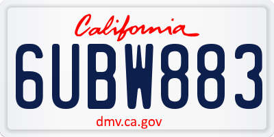 CA license plate 6UBW883