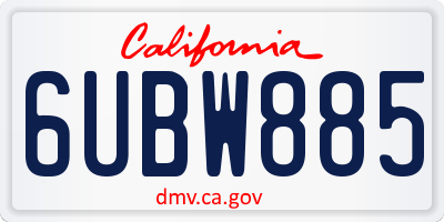 CA license plate 6UBW885
