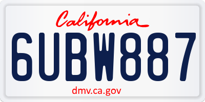 CA license plate 6UBW887
