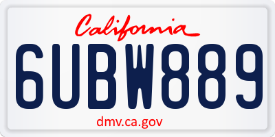 CA license plate 6UBW889