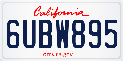CA license plate 6UBW895