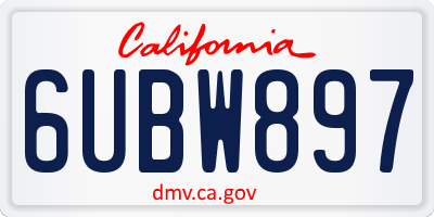 CA license plate 6UBW897