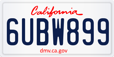 CA license plate 6UBW899