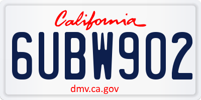 CA license plate 6UBW902