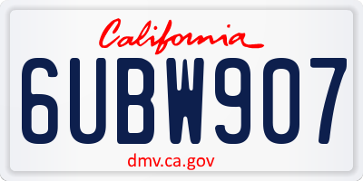 CA license plate 6UBW907