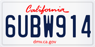 CA license plate 6UBW914
