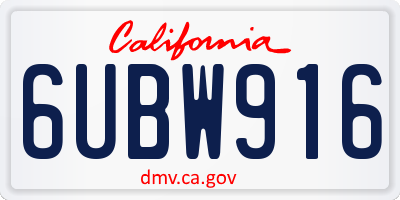 CA license plate 6UBW916