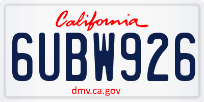CA license plate 6UBW926