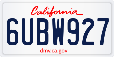 CA license plate 6UBW927