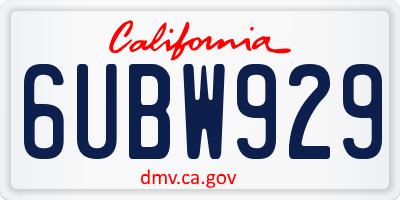 CA license plate 6UBW929