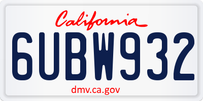 CA license plate 6UBW932