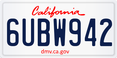 CA license plate 6UBW942
