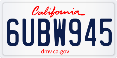 CA license plate 6UBW945