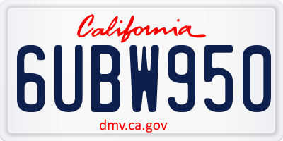 CA license plate 6UBW950