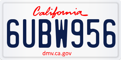 CA license plate 6UBW956