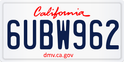 CA license plate 6UBW962