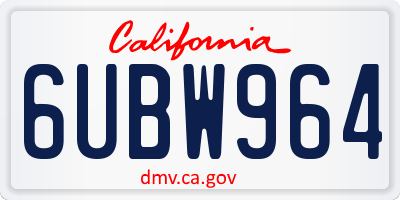 CA license plate 6UBW964