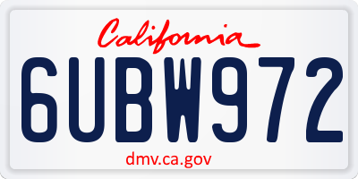 CA license plate 6UBW972