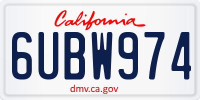 CA license plate 6UBW974