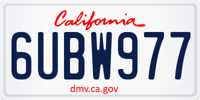 CA license plate 6UBW977