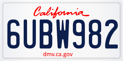 CA license plate 6UBW982