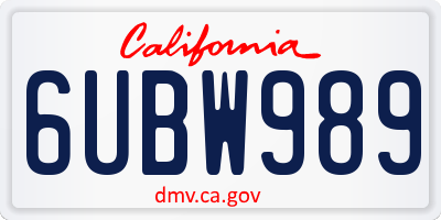 CA license plate 6UBW989