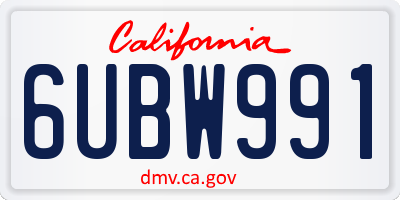 CA license plate 6UBW991