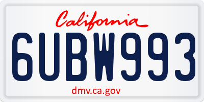 CA license plate 6UBW993