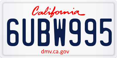 CA license plate 6UBW995