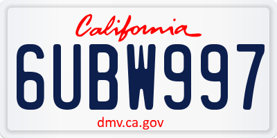 CA license plate 6UBW997