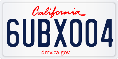 CA license plate 6UBX004