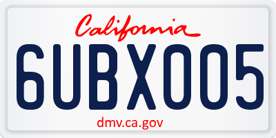 CA license plate 6UBX005