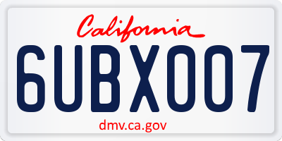 CA license plate 6UBX007
