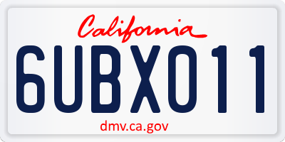CA license plate 6UBX011