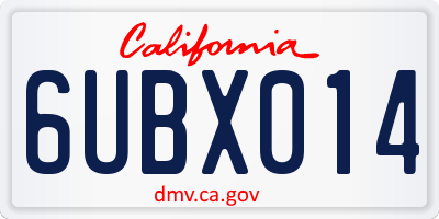 CA license plate 6UBX014