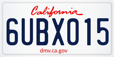 CA license plate 6UBX015