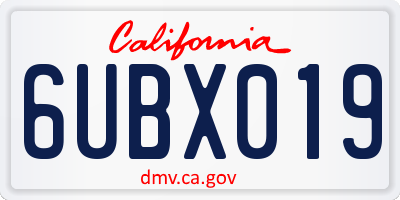 CA license plate 6UBX019