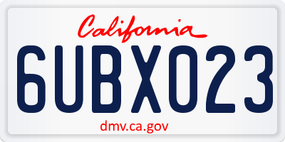 CA license plate 6UBX023
