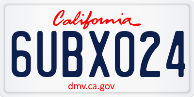 CA license plate 6UBX024