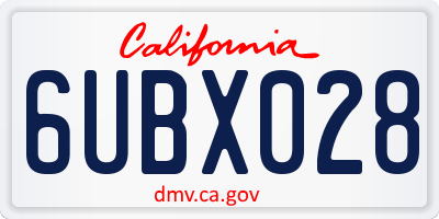 CA license plate 6UBX028