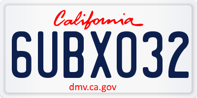 CA license plate 6UBX032