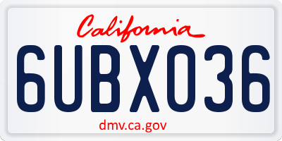 CA license plate 6UBX036