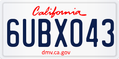 CA license plate 6UBX043